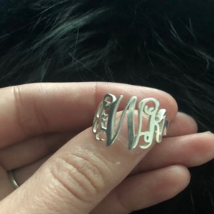 Initial Monogram Ring Personalized Monogram Ring Three Initial Ring ...