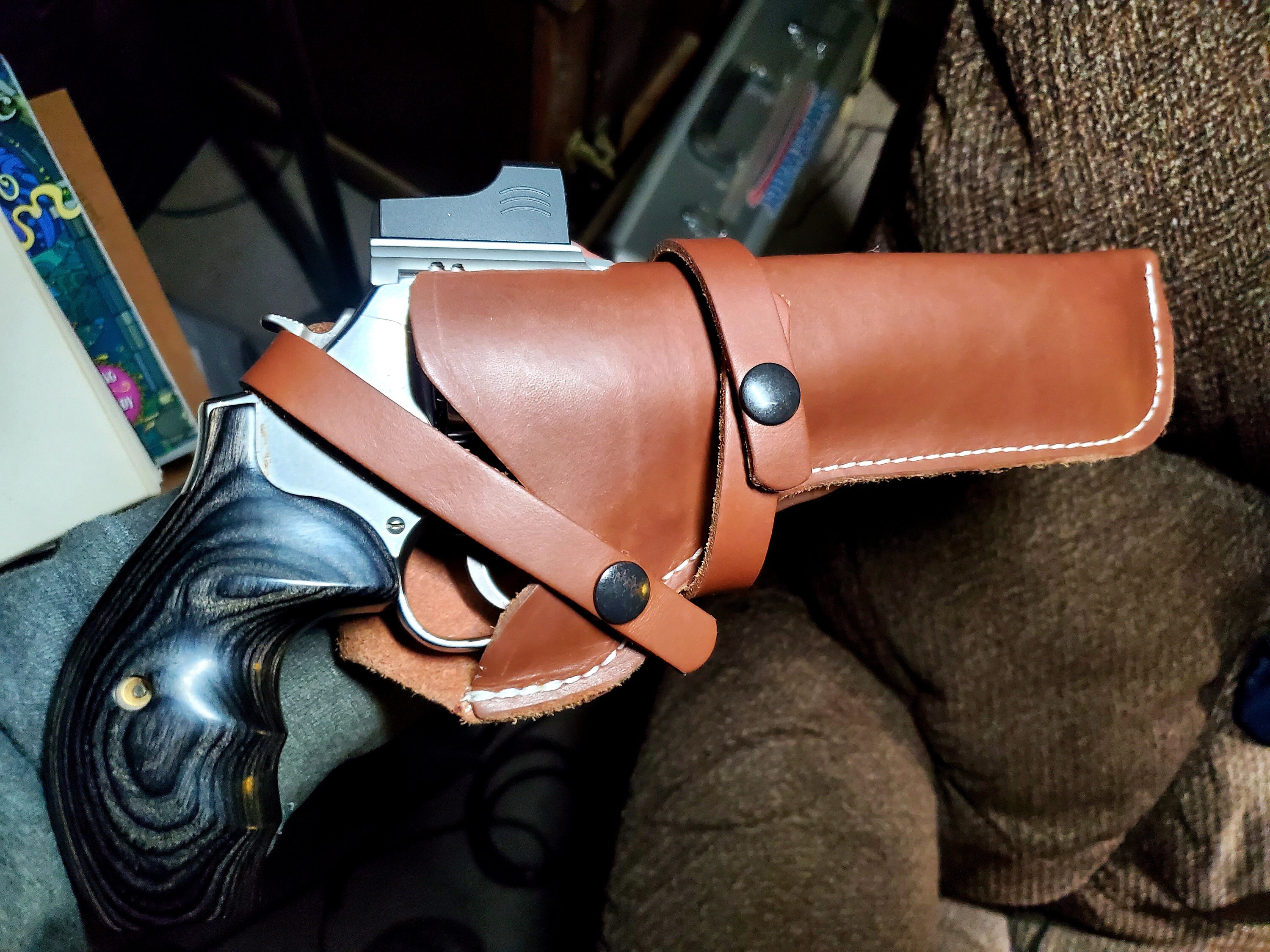 Western Leather Field Holster Fits S&W 586 686 66 19 10 Ruger GP100 Taurus 627 Colt Python King Cobra 6&quot;