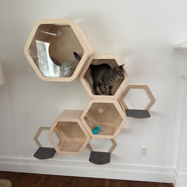 Picture of Wall Decor Cat House Modern Wall Mounted Cat Bed Cat Shelves Cat Shelf ...