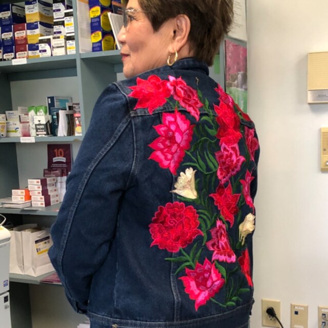 Sunflower Light Blue Denim Mexican Floral Embroidery Jean Jacket Vintage Handmade Boho Coat Mexican Artisans Jacket for Women Etsy