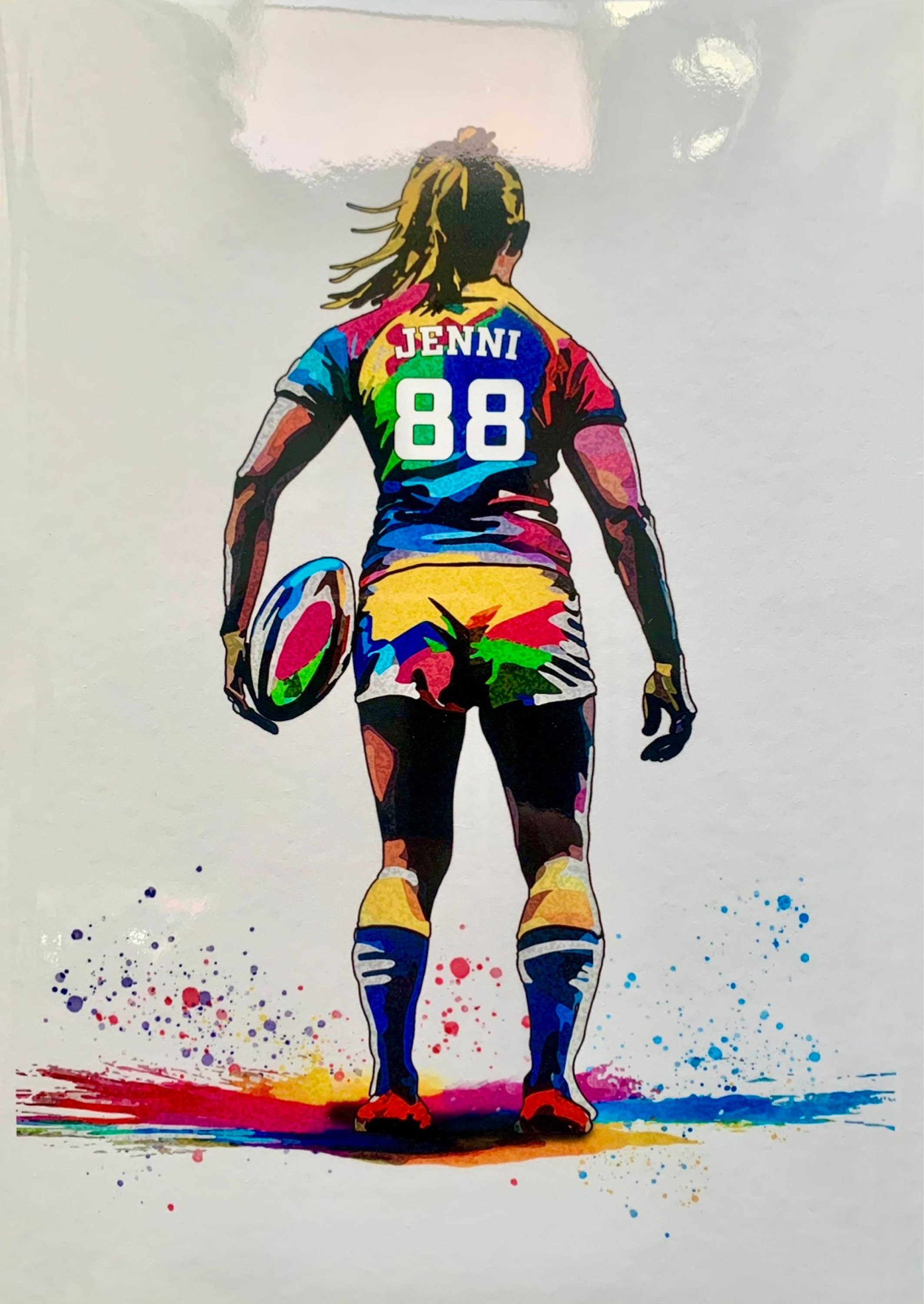 Personalised Girls Rugby Art Print | Female Rugby Player | Rugby Gifts for Girls | Women&#39;s Rugby Gift | Birthday Gift