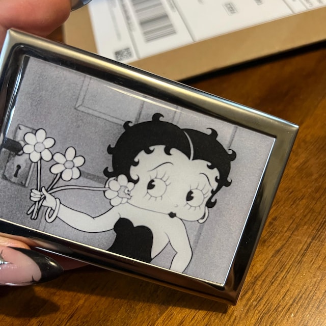betty boop cigarette case and lighter Black and White Bettie Cigarette Case OR Card Holder - Boop, Girl Gift,  Birthday Gift, Vintage Illustration, Card Holder, Money Case, Cats