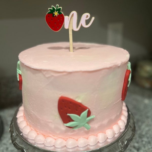 Strawberry Cake Topper | Berry First Birthday | Sweet One Strawberry ...