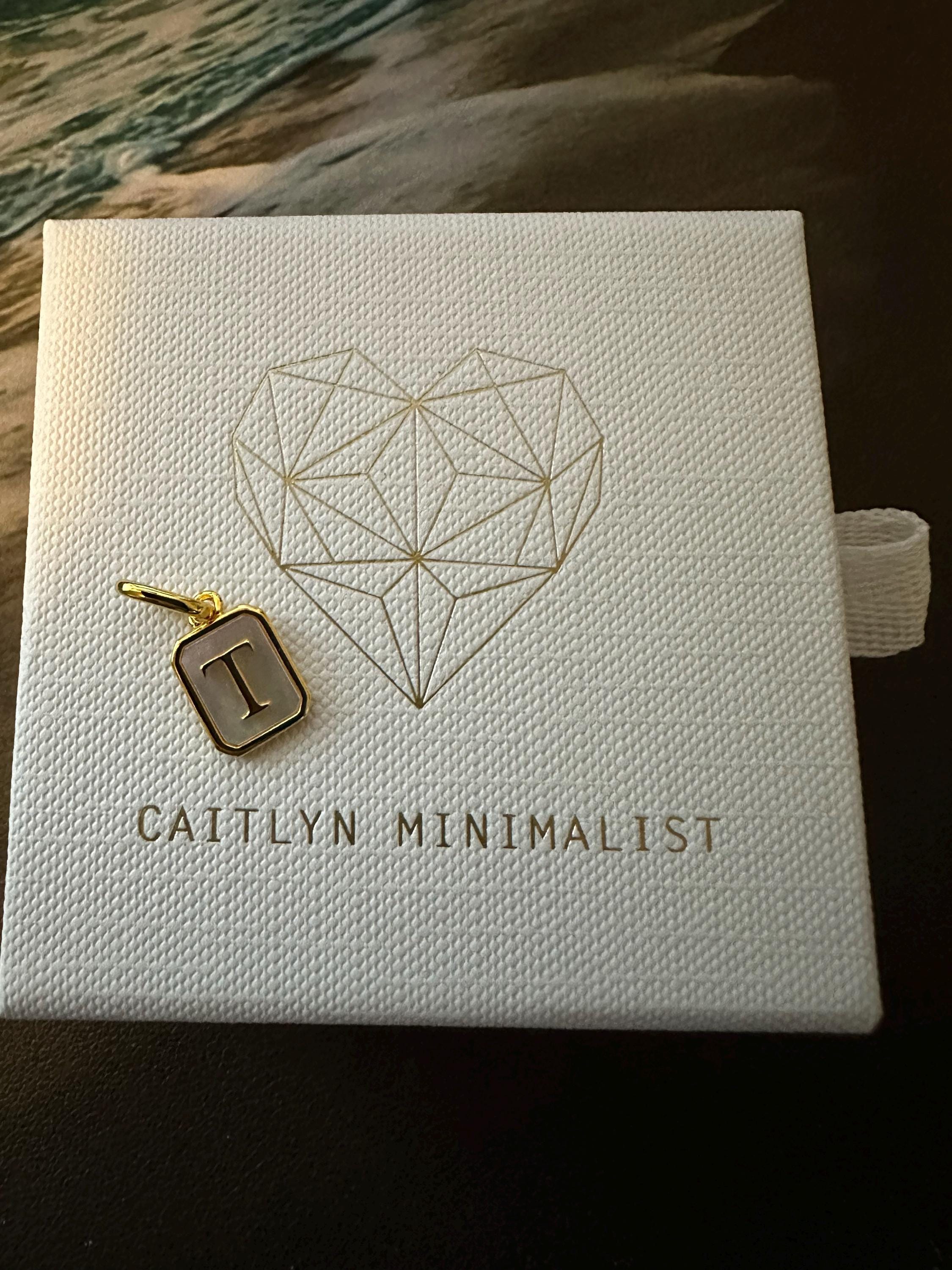 Mother of Pearl Initial Charm by Caitlyn Minimalist • Vintage-Style Pearl Pendant in Gold • Dainty Pearl Jewelry • Gift for Mom • XR020