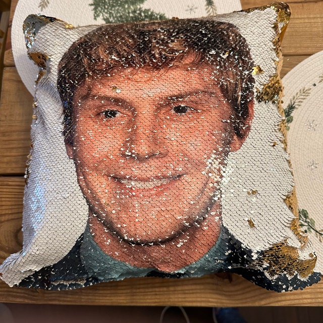 The Rock Meme Face Sequin Pillow Cover Funny the Rock Face 