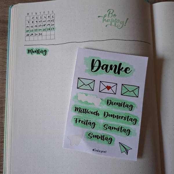 Sticker Wochentage | Aufkleber Bulletjournal | Journal Sticker | Tage ...