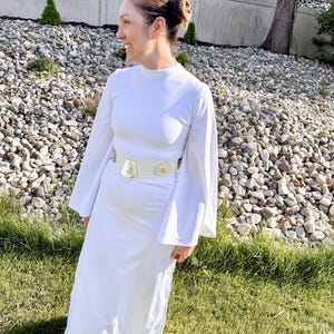 princess leia white dress belt Princess Leia Cosplay Costume White Ball Gown Leia Short Dress With Belt Full Set Halloween Carnival
