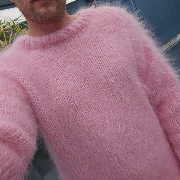 Extra Hairy Italian Kid Mohair Sweater, Very Fluffy Hand Knitted Jumper ...