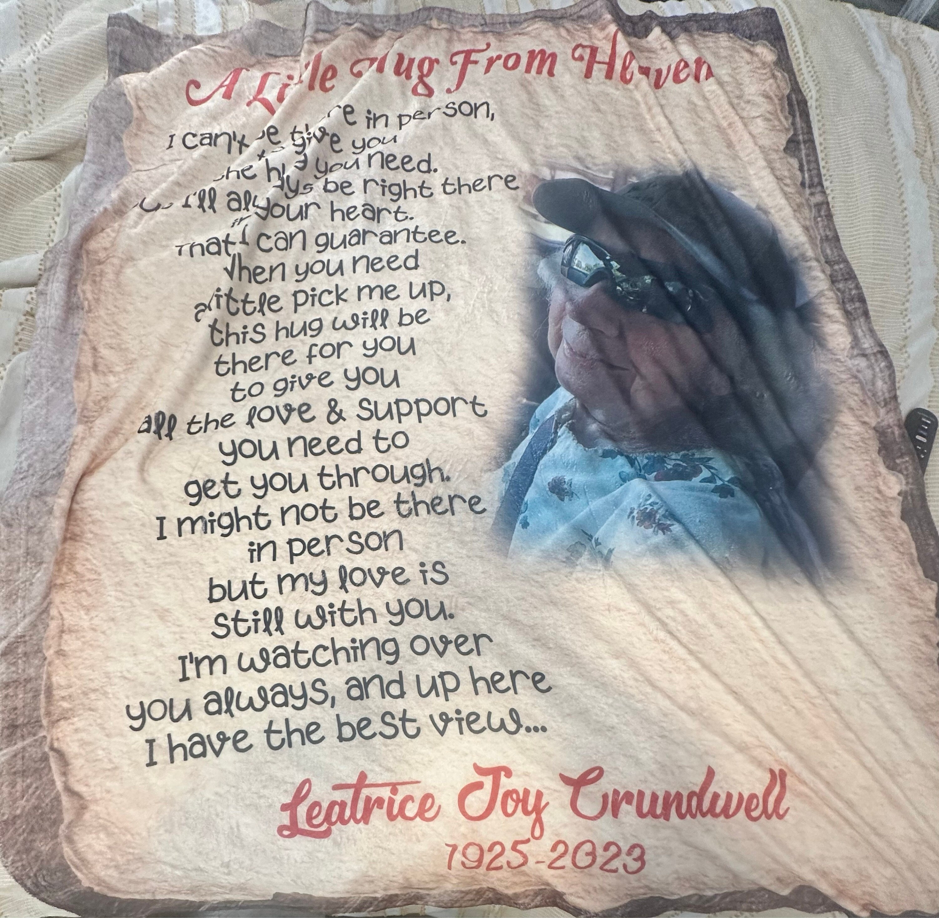 Personalized Memorial Blanket | A Little Hug From Heaven Blanket | Blanket With a Photo | Remembrance or Sympathy Gift