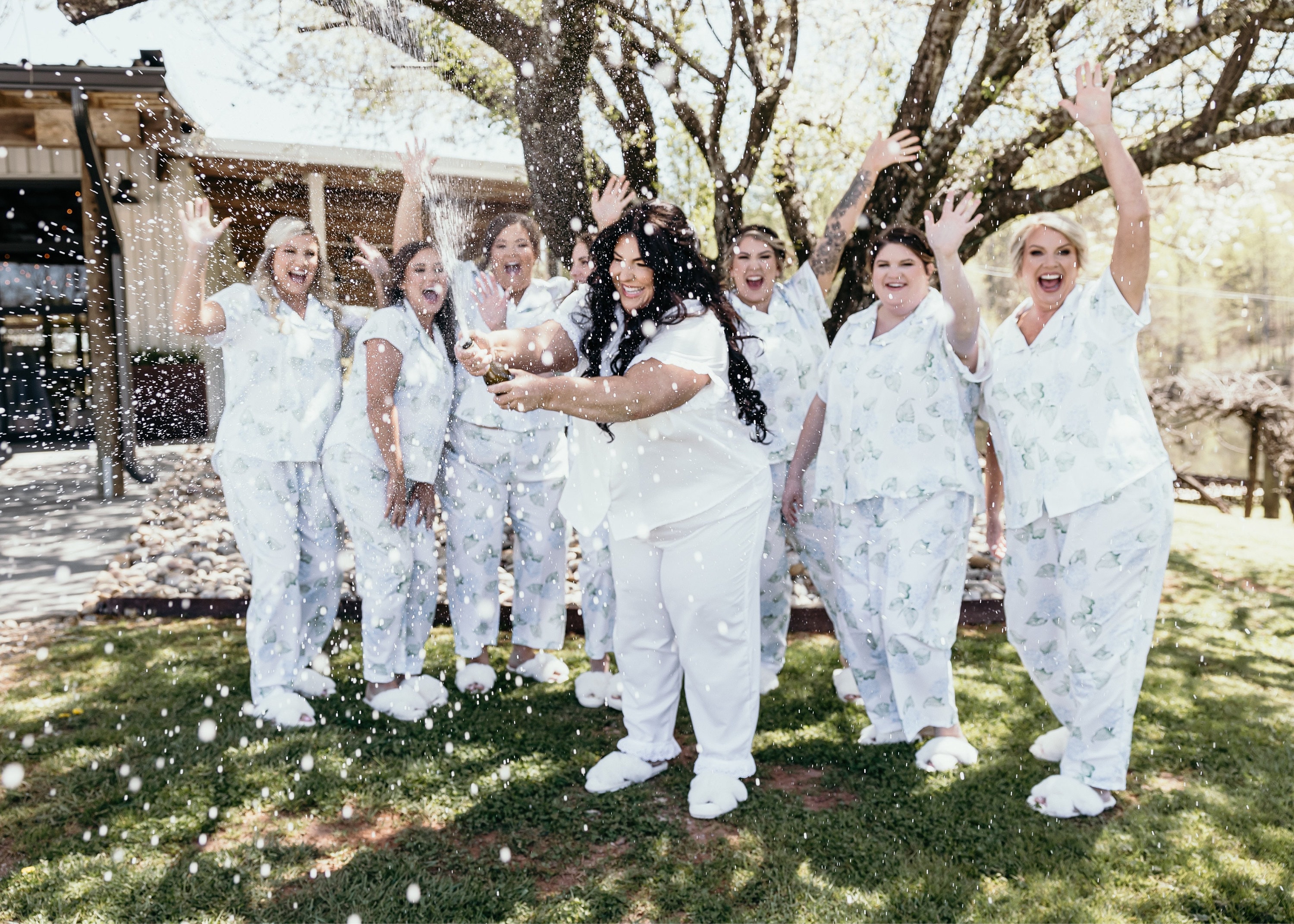 New Hydrangea PJs - Notched Collar Style Pj Sets in Blooming Hydrangeas Pattern - Bridesmaids Pjs