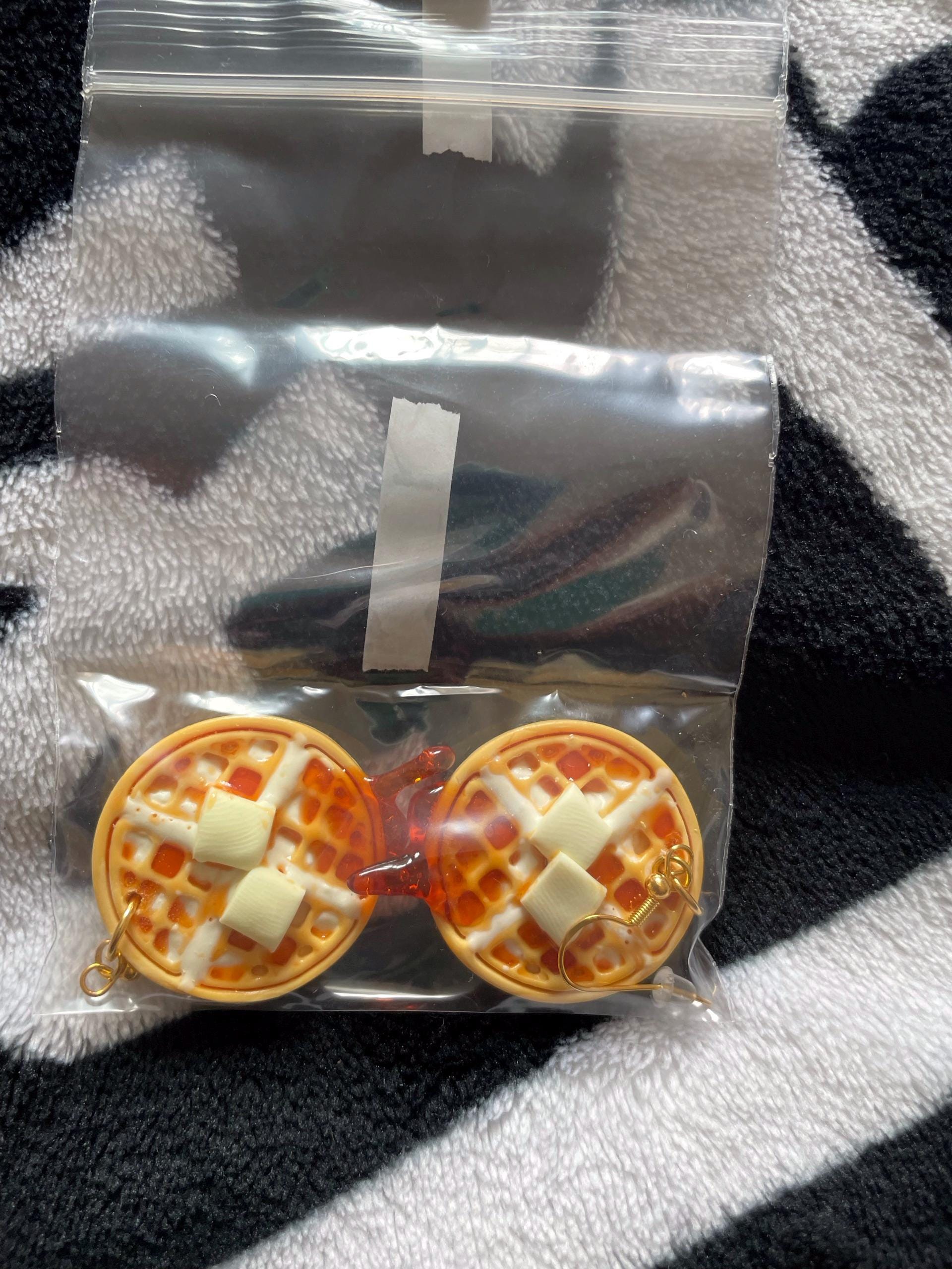Waffle earrings,  Blueberry waffle earrings, butter waffle earrings