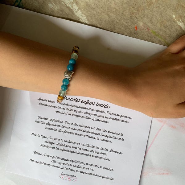 Bracelet Enfant Protection Apaisement Pierres Naturelles - Lapis Lazuli, 15-16 Cm - Neuf Sans Emballage