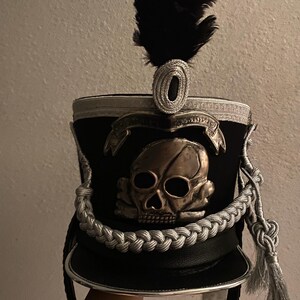 Black Wool Hussar Helmet: Silver Skull, Feather Detail - Etsy
