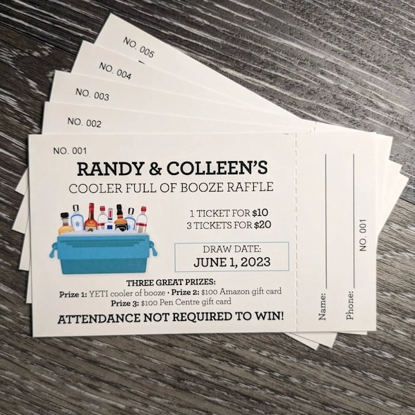 Cooler of Booze Raffle Tickets - Cooler Raffle - Bucket of Booze Raffle ...