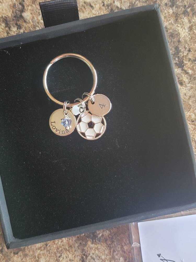 Soccer Necklace • Soccer Team Gift • Coach Gift • Personalized Sports Ball • Tots High School Colors Charm • Varsity Soccer Player Gift
