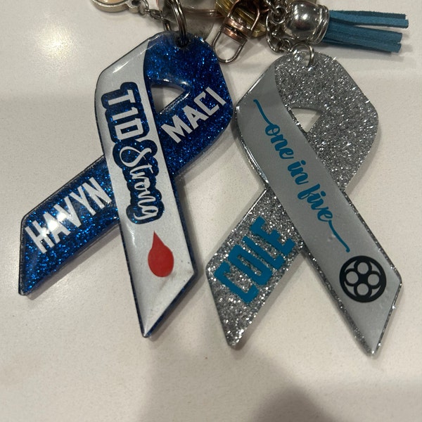 Diabetes Awareness Ribbon Personalized Keychain | Blue Ribbon | T1D ...