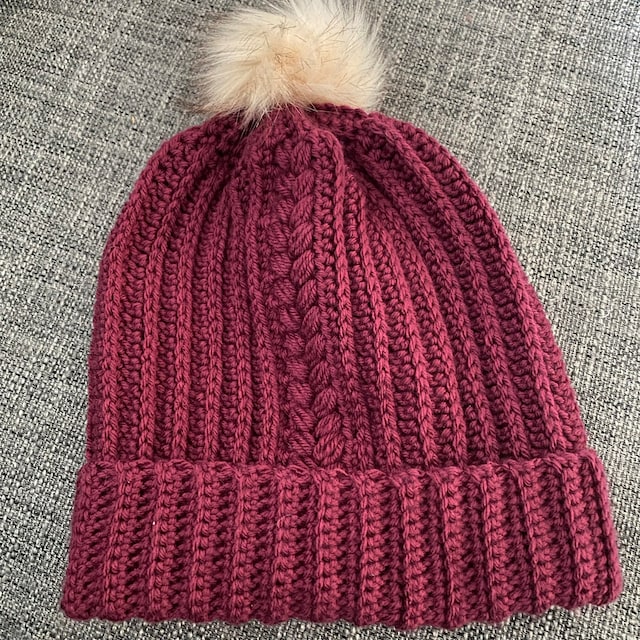 A customer's finished Autumn Wheat Hat Beanie Crochet Pattern