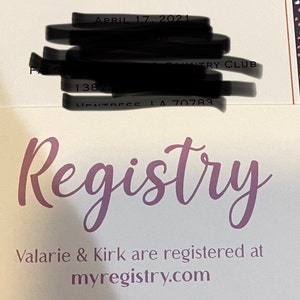 Printable OR Printed Registry Inserts With Custom Color and Font Simple Wedding Registry Insert ...