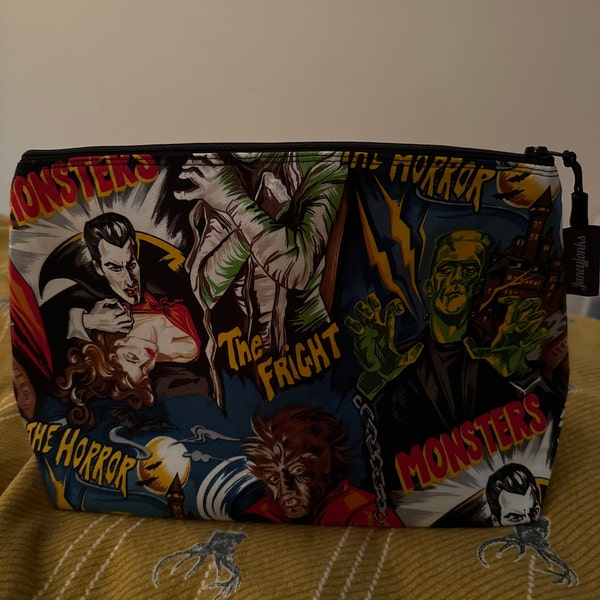 PLITI Horror-Film Make-up-Tasche Mit Spruch – „Life Is Full Of Important Choices“ – 22,9 X 17 X 5 Cm, Wasserdichter Canvas