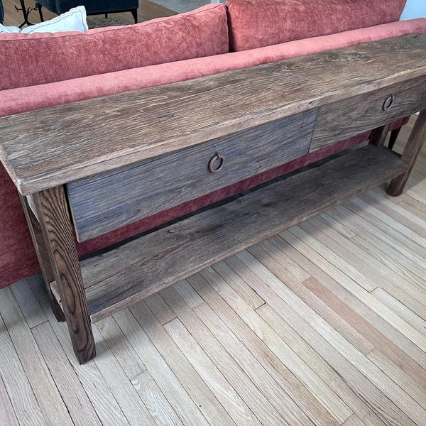 Rustic Side Table for Living Room, Reclaimed Farmhouse End Table Wood ...