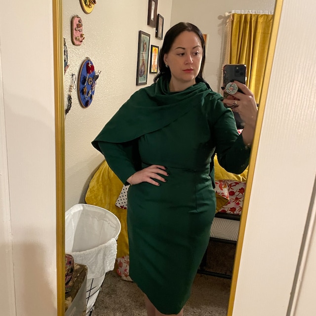 Meghan Markle Inspired GREEN Dress Custom Made Pencil With SEMI CAPE - Etsy  Australia