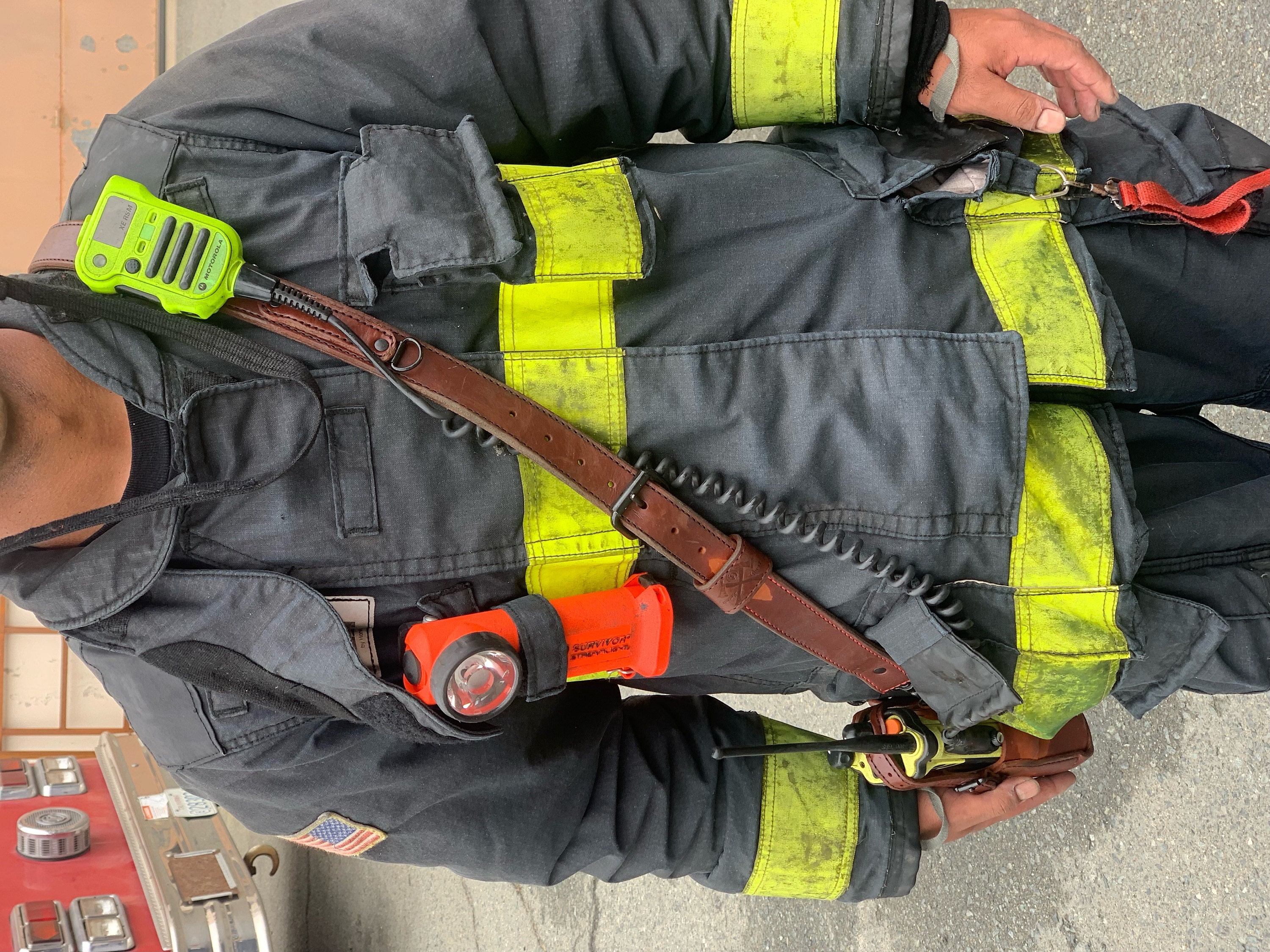 Premium Savage Ghost Leather Firefighter Radio Strap WITH radio bucket - Unleash the Beast