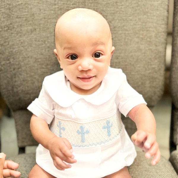 Boy's Poplin Crosses Bubble - White