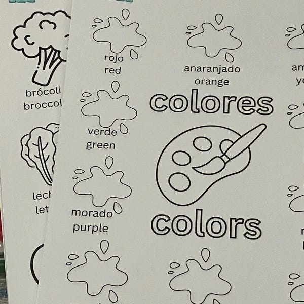 Bilingual Spanish English Coloring Pages Kids, Preschool, Kindergarten ...