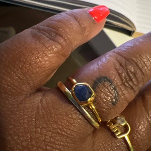 Customer photo from bre, Mini Raw Sapphire Ring, September Birthstone Dainty Ring