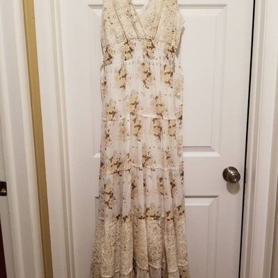 Cream Maxi Dress, Hippie Urban Evening & Day Summer Dress, Boho Unique ...