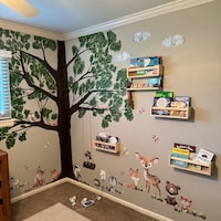 Peel & Stick 12 Woodland Animals Wall Decals Baby Bedroom Nursery Décor ...