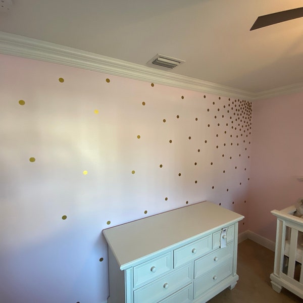 Gold Metallic Polka Dot Wall Decal Nursery Kids Room Peel and Stick ...