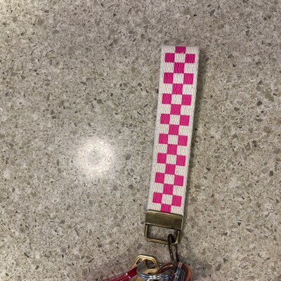 Checkerboard Pattern Keychain Wristlet / Key Fob / Checker Print ...