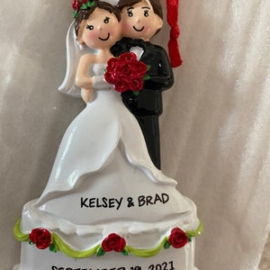 Bride and groom christmas ornament set