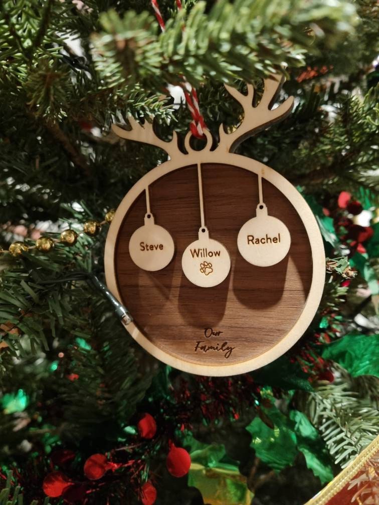 Personalised Family Christmas Ornament, Hanging Stockings, Custom, Family Gift Decor, First Family Christmas Decoration, Names, 2021 2022