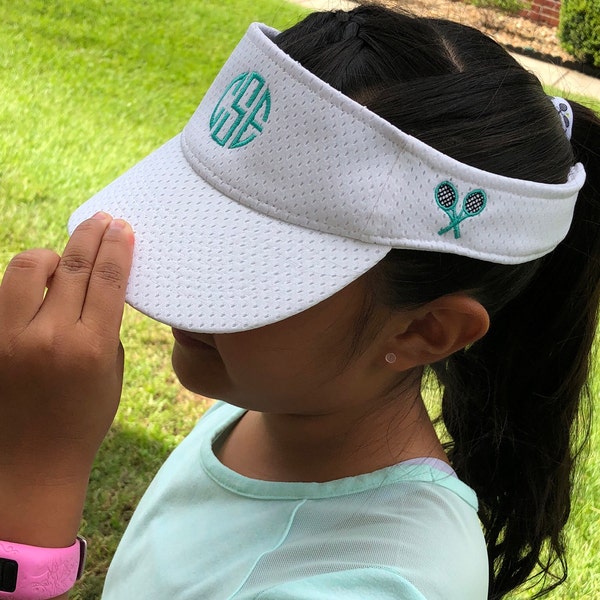 Monogrammed YOUTH Tennis Visor, Personalized Youth Visor, Monogrammed