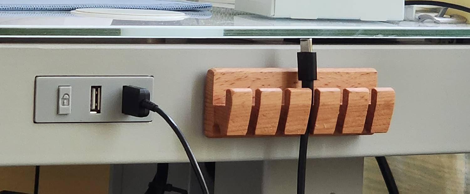 Premium Wooden Cable and Cord Organizer For Desk, Desk Cable Management, Multiple Slots Cable Holder