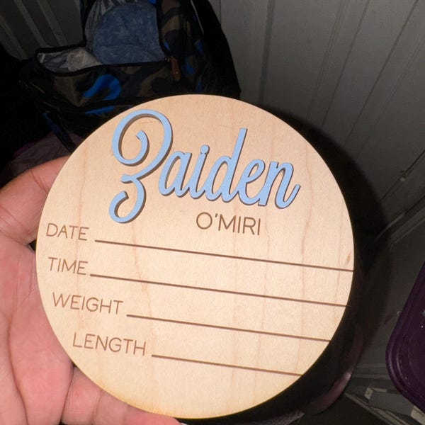 Newborn Baby Stats Sign, Wooden Birth Sign, Hospital Footprint Sign for ...