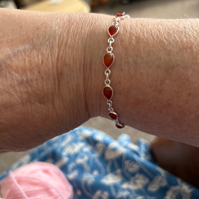 [韓国の人気ジュエリー] 925 silver. Carnelian bracelet Red Carnelian 925 Sterling Silver Gemstone Adjustable