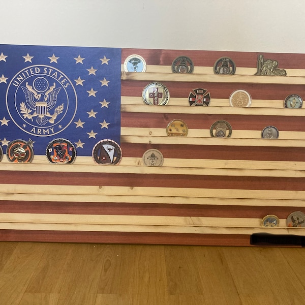 Coin Rack Usace Military Challenge Coin Display Rack US Wood Flag for Army - Etsy