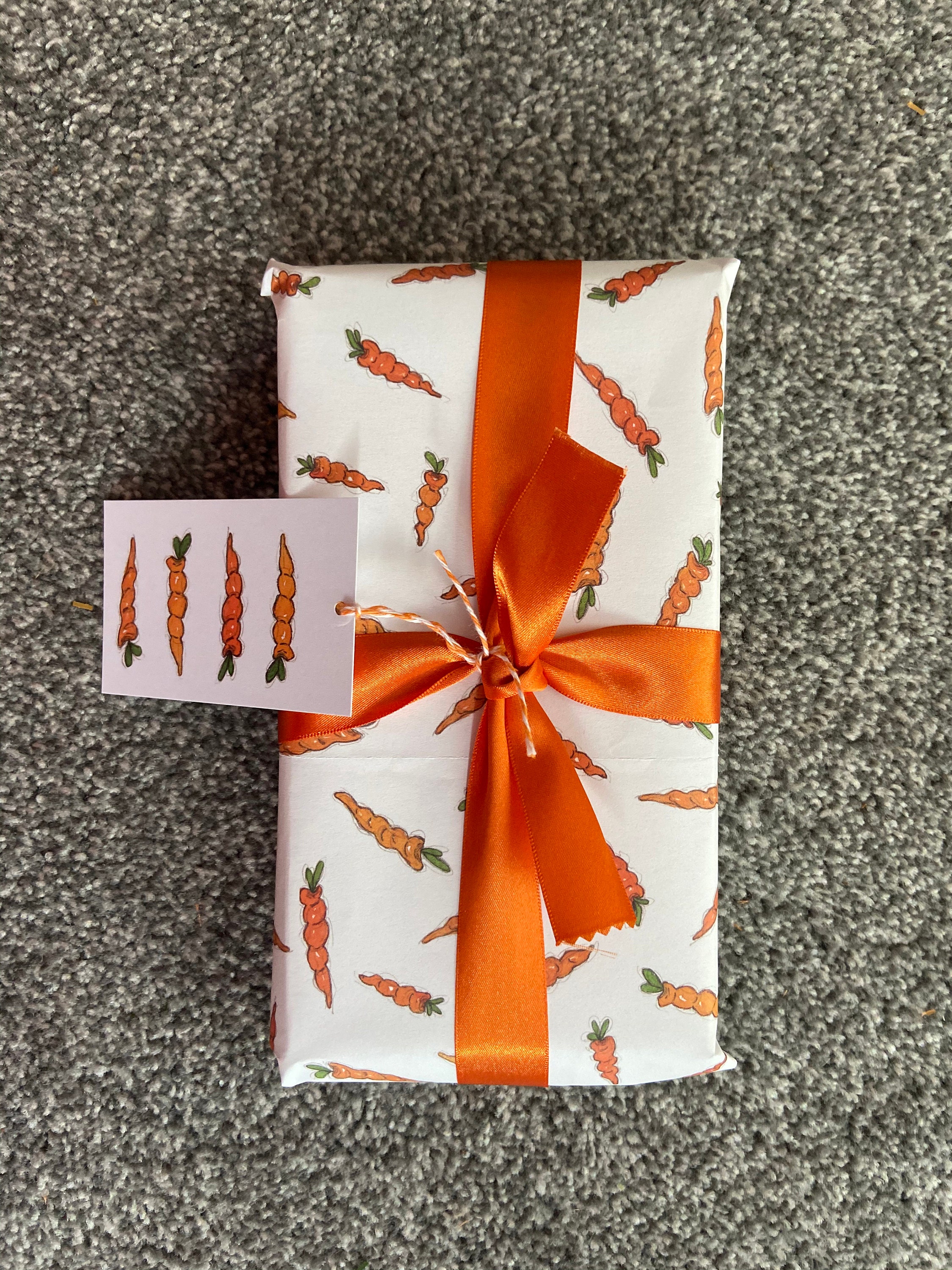 Carrot Wrapping Paper Set Gift Wrap, Fun Easter Gift Wrap