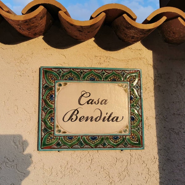 Ceramic House Sign, Personalised House Name Sign, House Plaque, House ...