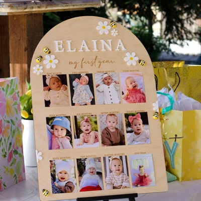 First Year Birthday Board Monthly Milestone Photo Board One Year of My ...