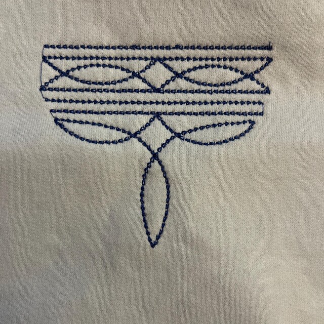 ウエスタンブーツステッチ刺繍デザイン、機械刺繍デザイン、4サイズ