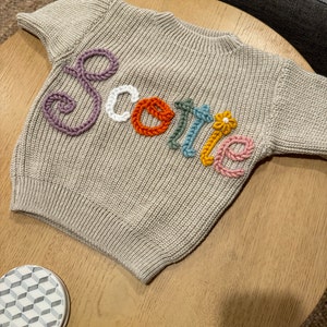 Personalized Baby Name Sweater, Handmade Embroidered Sweatshirt for ...