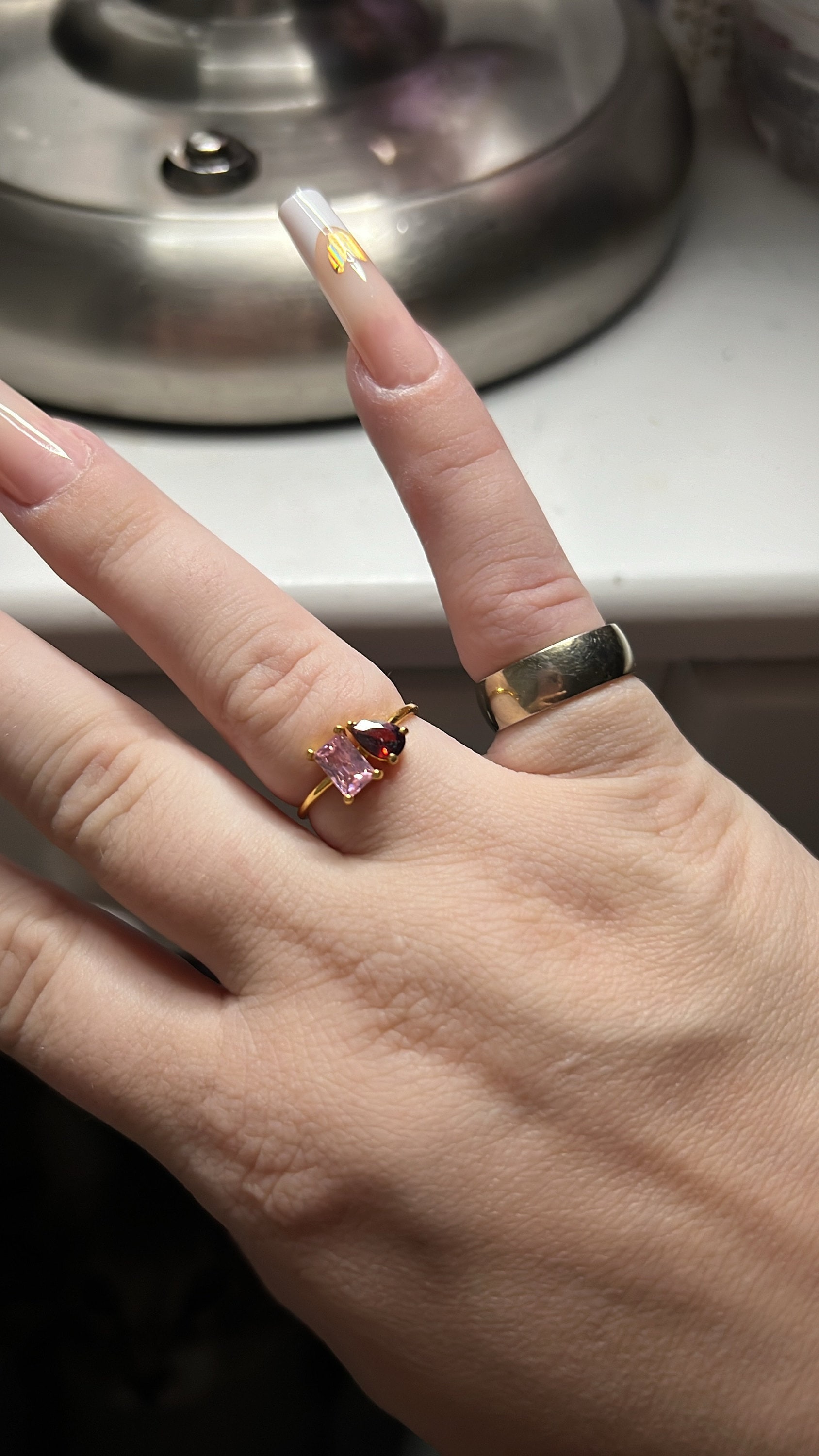 Emerald & Pear Cut Birthstone Ring by Caitlyn Minimalist • Custom Toi et Moi Gemstone Ring • Vintage Jewelry • Perfect Couples Gift • RM124