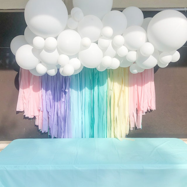 Pastel Rainbow Backdrop Plastic Streamers/baby Shower Backdrop Fringes  Light Color Rainbow Party Decor 