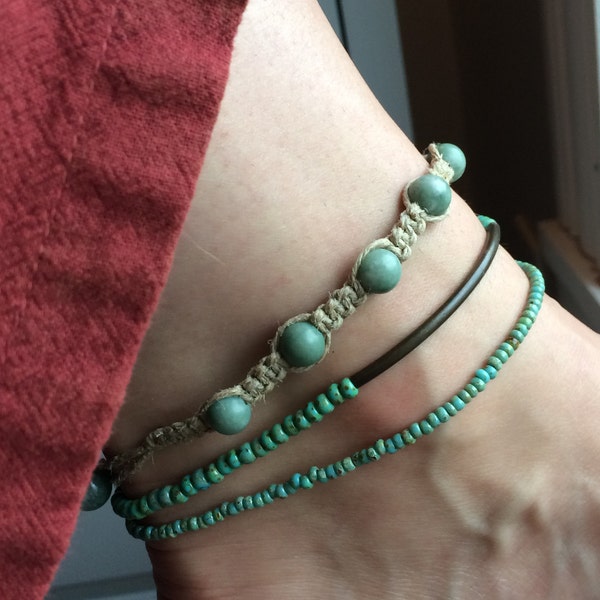 Long Boho Turquoise Beaded Necklace  248c