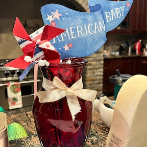 Boy birthday pinwheels | One little firecracker birthday | Red, blue and white pinwheels | Patriotic pinwheels | July 4th birthday