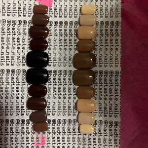 BLACK BROWN NUDES Glossy or Matte Handpainted Press on - Etsy